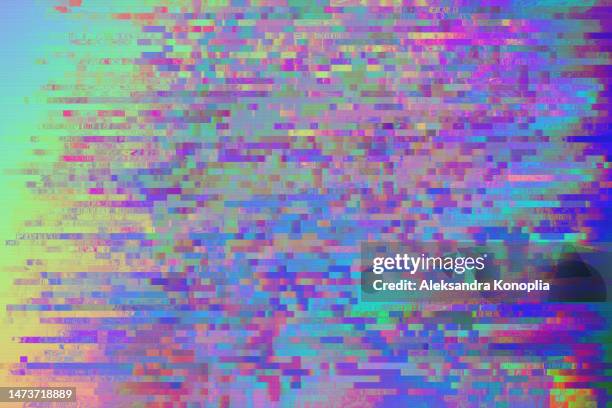 motion glitch interlaced pixelated multicolored rainbow distorted textured futuristic background - problems 個照片及圖片檔