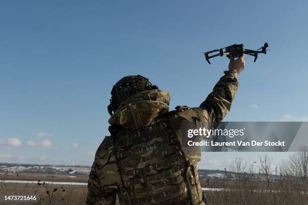 From his shelter on the front line in front of Kreminna, Maksym leads a drone reconnaissance mission into the Russian trenches facing them on...