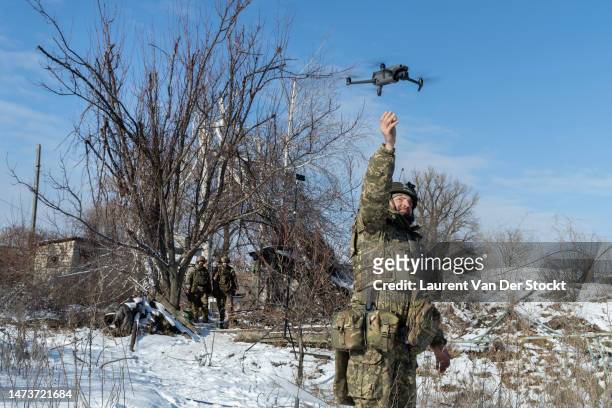 From his shelter on the front line in front of Kreminna, Maksym leads a drone reconnaissance mission into the Russian trenches facing them on...