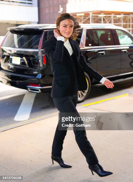 Keira Knightley arrives at CBS Studios on March 15, 2023 in New York City.