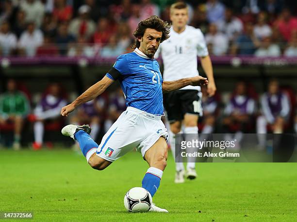 Andrea Pirlo of Italy during the UEFA EURO 2012 semi final match between Germany and Italy at National Stadium on June 28, 2012 in Warsaw, Poland.