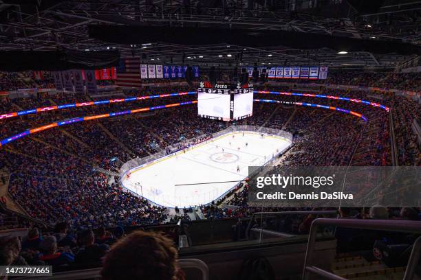General view of a sold out crowd during the game between the Detroit Red Wings and the New York Islanders at UBS Arena on March 4, 2023 in Elmont,...
