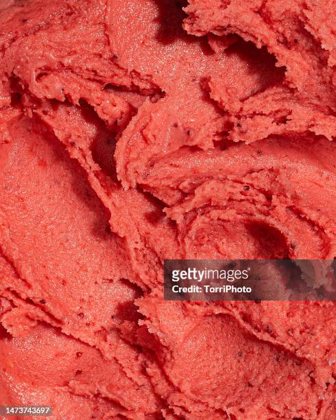full frame creamy texture background of strawberry sorbet ice cream - sorbetto stock pictures, royalty-free photos & images