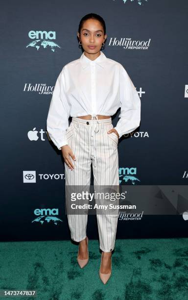 Yara Shahidi attends the Apple TV+ and The Hollywood Reporter at Environmental Media Association IMPACT Summit at Pendry West Hollywood on March 15,...
