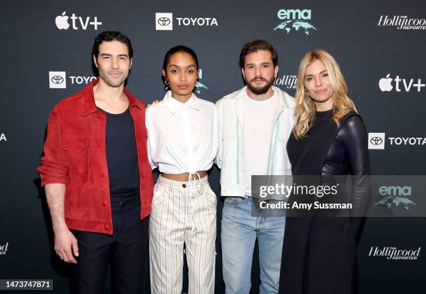 Tahar Rahim, Yara Shahidi, Kit Harington, and Sienna Miller attend the Apple TV+ and The Hollywood Reporter at Environmental Media Association IMPACT...