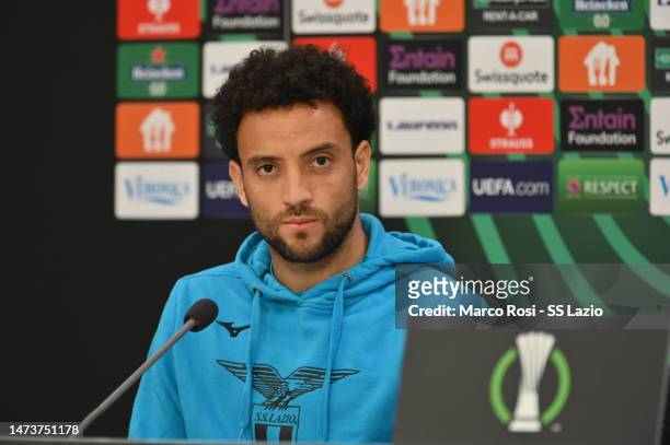 Felipe Anderson of SS Lazio looks during the SS Lazio press conference on March 15, 2023 in Alkmaar, Netherlands.