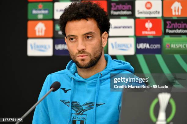 Felipe Anderson of SS Lazio looks during the SS Lazio press conference on March 15, 2023 in Alkmaar, Netherlands.