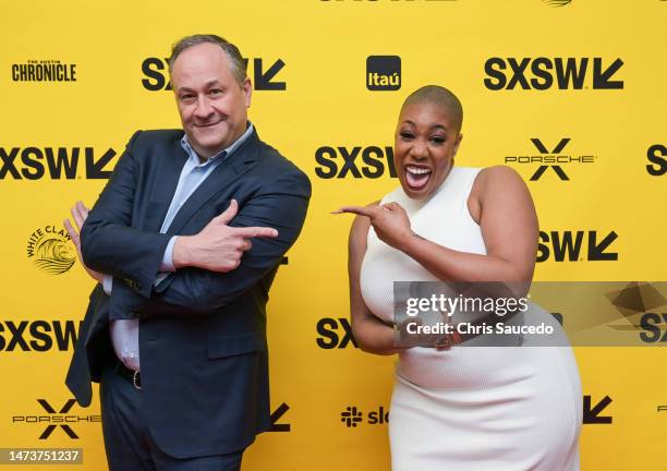 Douglas Emhoff and Simone Sanders attend the 2023 SXSW Conference and Festivals at Austin Convention Center on March 15, 2023 in Austin, Texas.