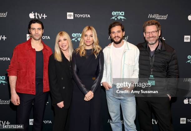 Tahar Rahim, Debbie Levin, Sienna Miller, Kit Harington, and K. Asher Levin attend the Apple TV+ and The Hollywood Reporter at Environmental Media...