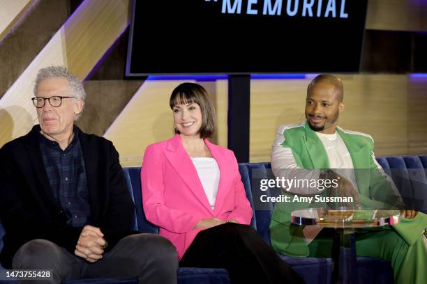 Carlton Cuse, Julie Ann Emery, and Cornelius Smith speak onstage during the 'Five Days at Memorial' panel at the Apple TV+ and The Hollywood Reporter...