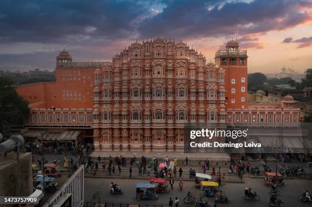 jaipur landmark hawa mahal or palace of the wind - funeral parlor stock pictures, royalty-free photos & images