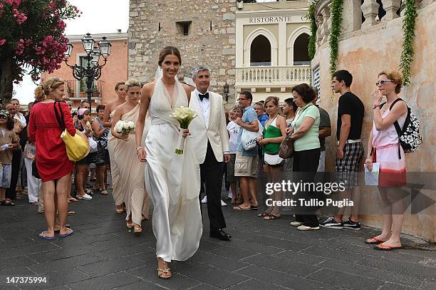 Kate Waterhouse attends her wedding to Luke Ricketson on June 28, 2012 in Taormina, Italy.