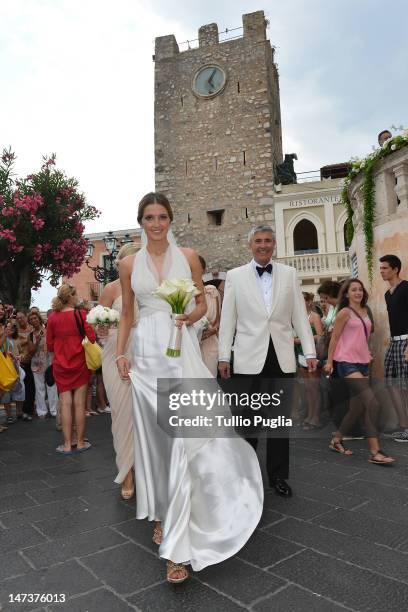 Kate Waterhouse attends her wedding to Luke Ricketson on June 28, 2012 in Taormina, Italy.