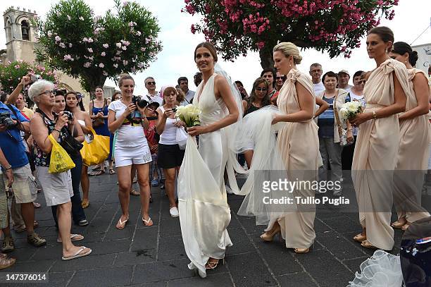 Kate Waterhouse attends her wedding to Luke Ricketson on June 28, 2012 in Taormina, Italy.