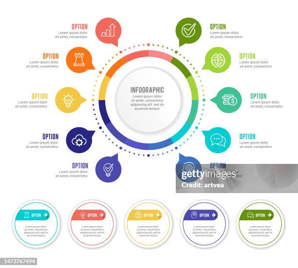 ilustraciones, imágenes clip art, dibujos animados e iconos de stock de conjunto de elementos infográficos - número 10