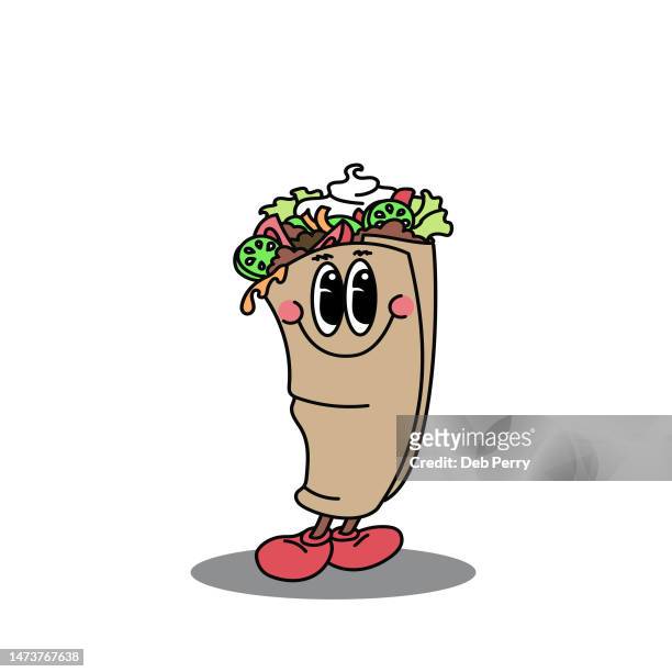 illustration of a happy burrito - cinco de mayo funny fotografías e imágenes de stock