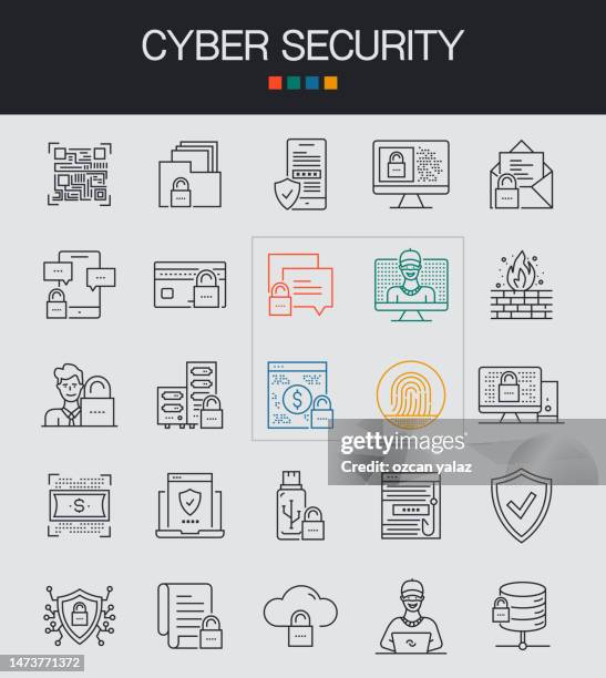 cyber security line icons editable stroke. firewall , hacker , cloud security , phishing , network security , e-mail virus - security check stock illustrations
