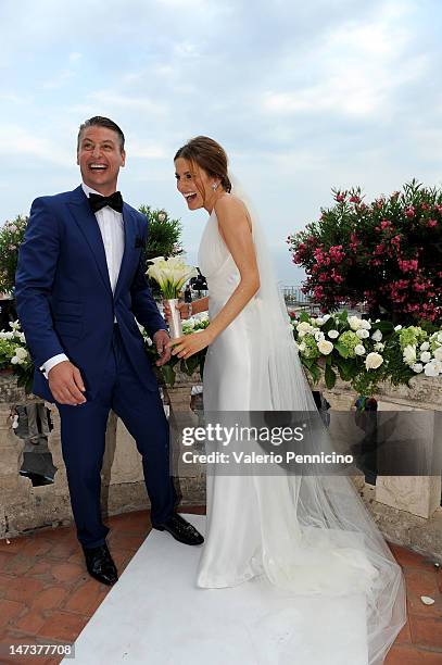 Kate Waterhouse and Luke Ricketson attend their wedding on June 28, 2012 in Taormina, Italy.