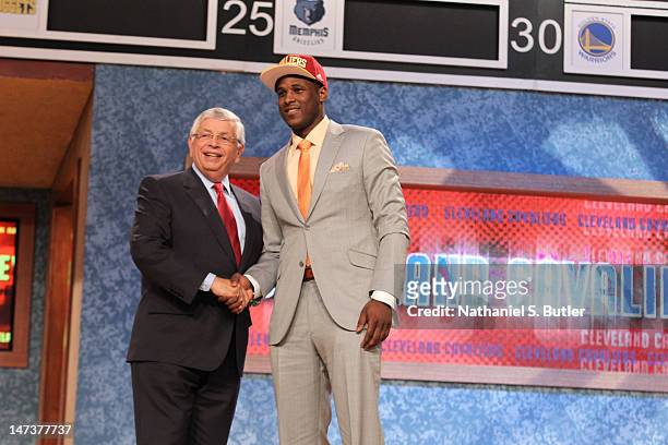 Dion Waiters shakes hands with NBA Commissioner David Stern after being selected number four overall by the Cleveland Cavaliers during the 2012 NBA...