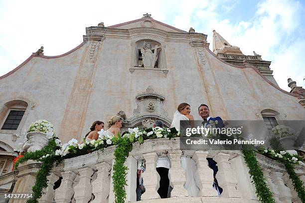 Kate Waterhouse and Luke Ricketson attend their wedding on June 28, 2012 in Taormina, Italy.