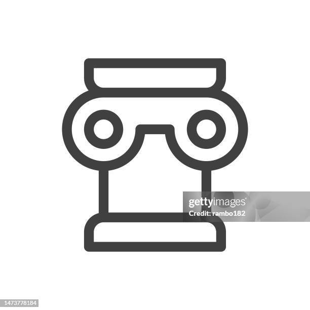 ancient column, history line vector icon on white background. editable stroke. pixel perfect. for mobile and web. outline vector graphics. - acropolis athens stock illustrations
