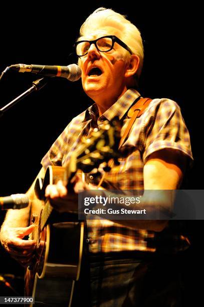Nick Lowe performs on stage at Shepherds Bush Empire on June 28, 2012 in London, United Kingdom.