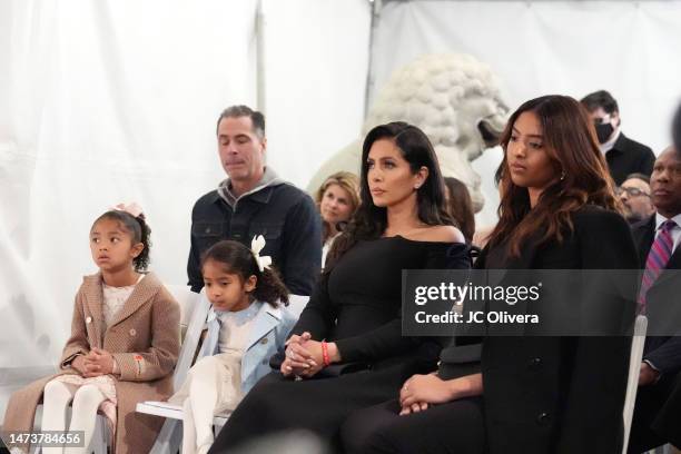 Natalia Bryant, Vanessa Bryant, Bianka Bryant and Capri Bryant attend a ceremony unveiling and permanently placing Kobe Bryant's hand and footprints...