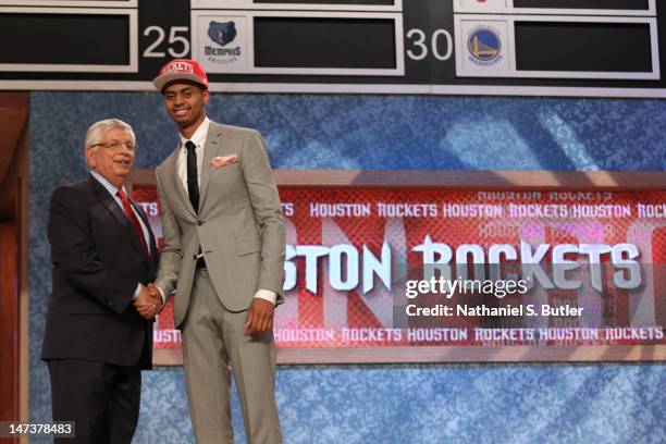 Jeremy Lamb shakes hands with NBA Commissioner David Stern after being selected number twelve overall by the Houston Rockets during the 2012 NBA...