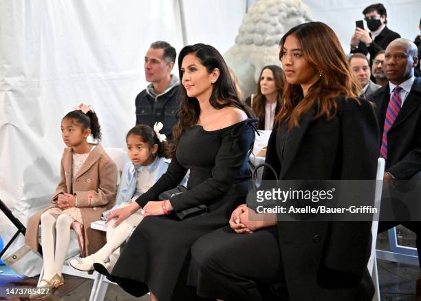 Bianka Bryant, Capri Bryant, Vanessa Bryant and Natalia Bryant attend the unveiling of Kobe Bryant's Hand & Footprints now permanently placed in the...