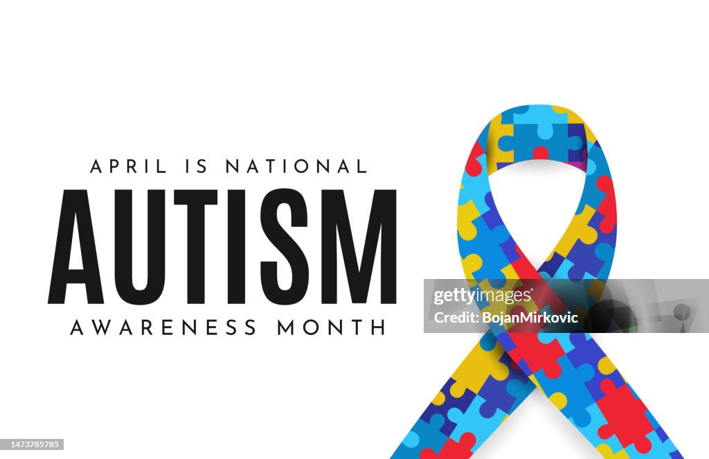 Tarjeta del Mes de Concientización sobre el Autismo, abril. Vector