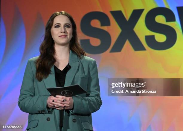 Sara Dietschy speaks onstage at "Featured Session: Autonomous Driving: More Time to do What you Love" during the 2023 SXSW Conference and Festivals...