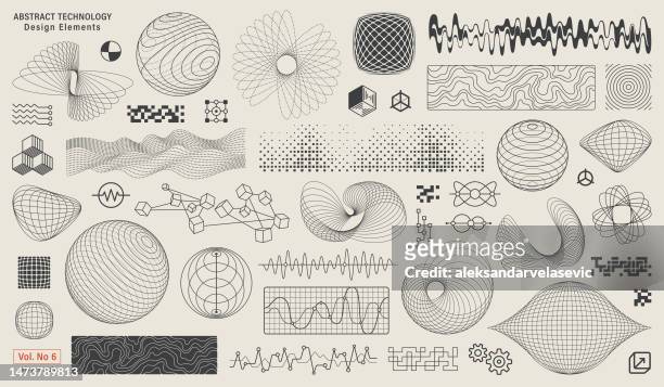 abstrakte technologieelemente 6 - science stock-grafiken, -clipart, -cartoons und -symbole