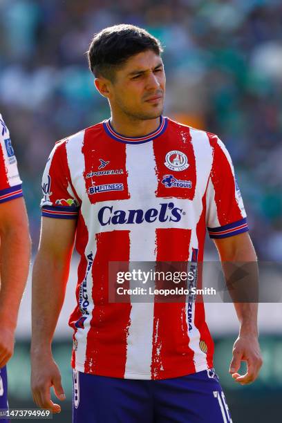 Javier Guemez of Atletico San Luis looks on prior the 10th round match between Leon and Atletico San Luis as part of the Torneo Clausura 2023 Liga MX...