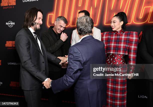 Keanu Reeves, Chad Stahelski, Marko Zaror, Rina Sawayama and Ian McShane attend Lionsgate's "John Wick: Chapter 4" screening at AMC Lincoln Square...