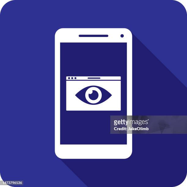 spyware smartphone icon silhouette - neighborhood watch stock illustrations