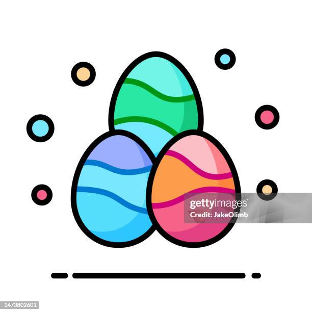 easter eggs icon line art - egg shell stock illustrations