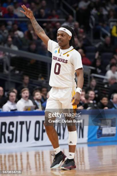 Horne of the Arizona State Sun Devils reacts after a made three point basket against the Nevada Wolf Pack during the first half in the First Four...