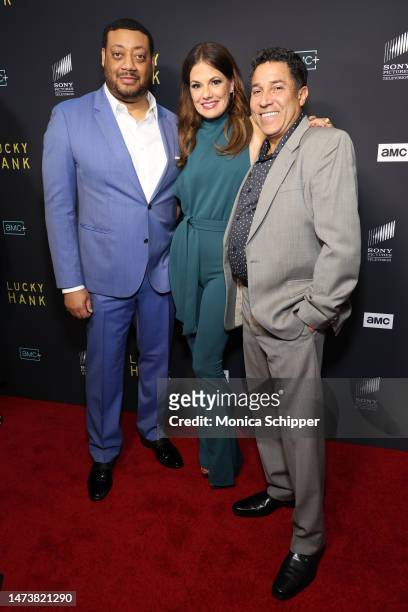 Cedric Yarbrough, Suzanne Cryer and Oscar Nunez attend the Los Angeles premiere of AMC Network's "Lucky Hank" at The London West Hollywood at Beverly...