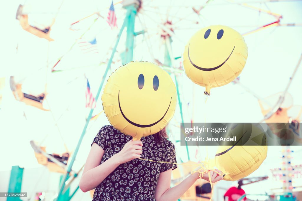 Happiness and Positivity, Positive Attitude, Summer Fun Happy Smiley Face Mask Hiding Face