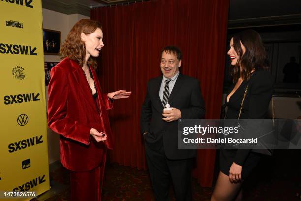 Alyssa Sutherland, Sam Raimi and Lily Sullivan attend the "Evil Dead Rise" headliner screening during the 2023 SXSW Conference and Festival at The...