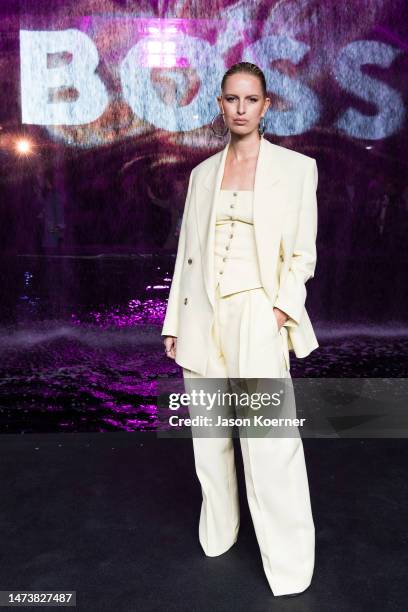 Model Karolína Kurková attends the Boss Spring/Summer 2023 Miami Runway Show at One Herald Plaza on March 15, 2023 in Miami, Florida.
