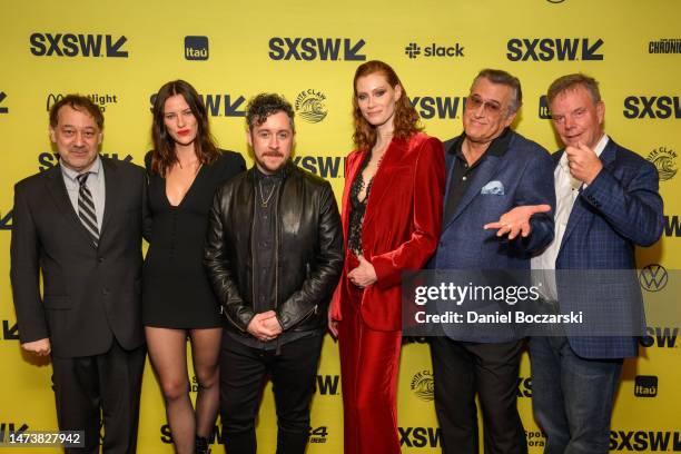 Sam Raimi, Lily Sullivan, Lee Cronin, Alyssa Sutherland, Bruce Campbell and Rob Tapert attend the "Evil Dead Rise" headliner screening during the...