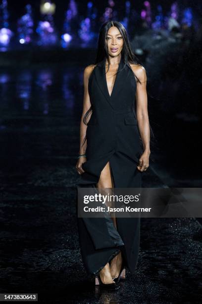 Model Naomi Campbell walks the runway during the Boss Spring/Summer 2023 Miami Runway Show at One Herald Plaza on March 15, 2023 in Miami, Florida.