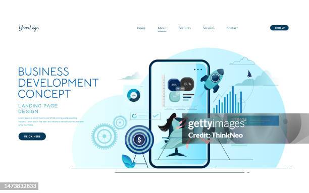 businesswoman working with creative business solution - trying new stock illustrations