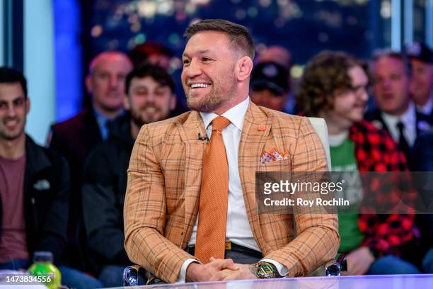 Conor McGregor visits "Hannity" with host Sean Hannity at Fox News Channel Studios on March 15, 2023 in New York City.