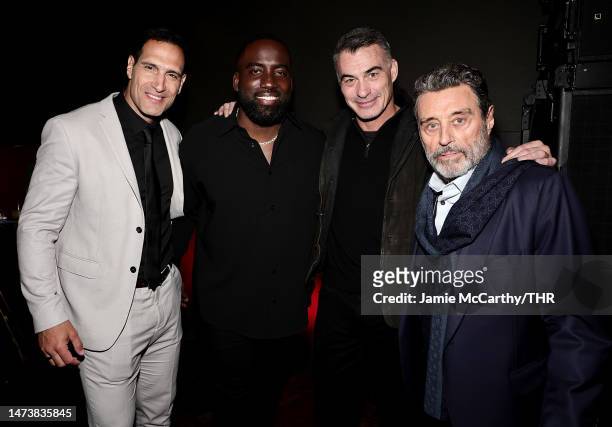 Marko Zaror, Shamier Anderson, director Chad Stahelski and Ian McShane attend Lionsgate's "John Wick: Chapter 4" New York After Party at Hard Rock...