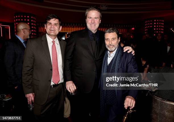 Jason Constantine, producer Basil Iwanyk and Ian McShane attend Lionsgate's "John Wick: Chapter 4" New York After Party at Hard Rock Hotel New York...