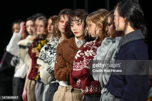 Models walk the runway at the pillings show during Rakuten Fashion Week TOKYO 2023 A/W at Shibuya Hikarie Hall A on March 16, 2023 in Tokyo, Japan.