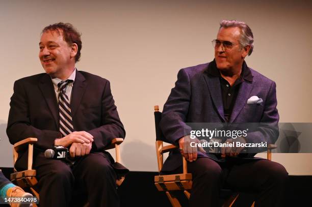 Sam Raimi and Bruce Campbell attend a Q&A following the "Evil Dead Rise" headliner screening during the 2023 SXSW Conference and Festival at The...
