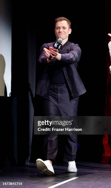 Taron Egerton, attends the Q+A for "Tetris" world premiere at 2023 SXSW Conference and Festivals at The Paramount Theatre on March 15, 2023 in...